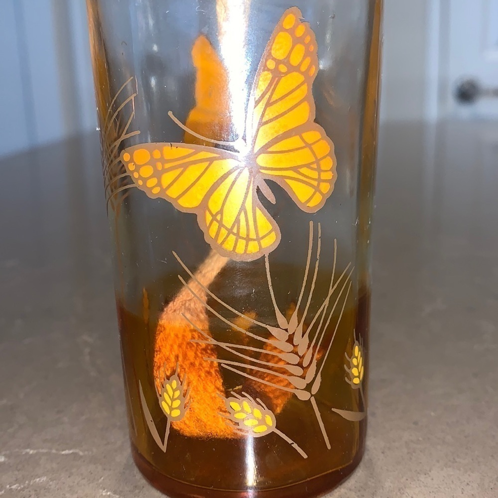 Vtg Lamplight Farms Glass Butterfly Oil Lamp 10” - Picture 7 of 10